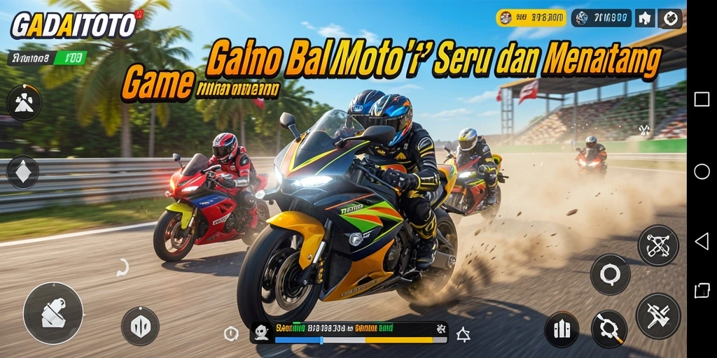 Tampilan gameplay GADAITOTO yang mendebarkan dalam balapan motor.