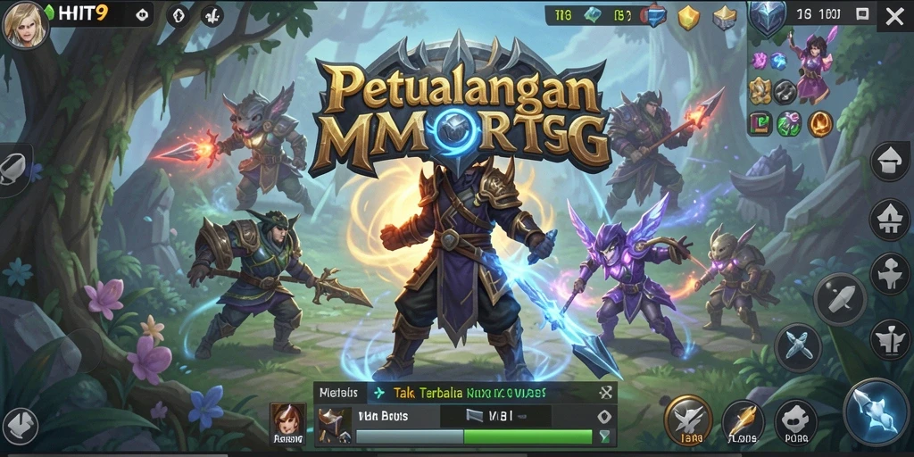 Screenshot gameplay HIT9 menampilkan pertempuran epik dalam dunia MMORPG.