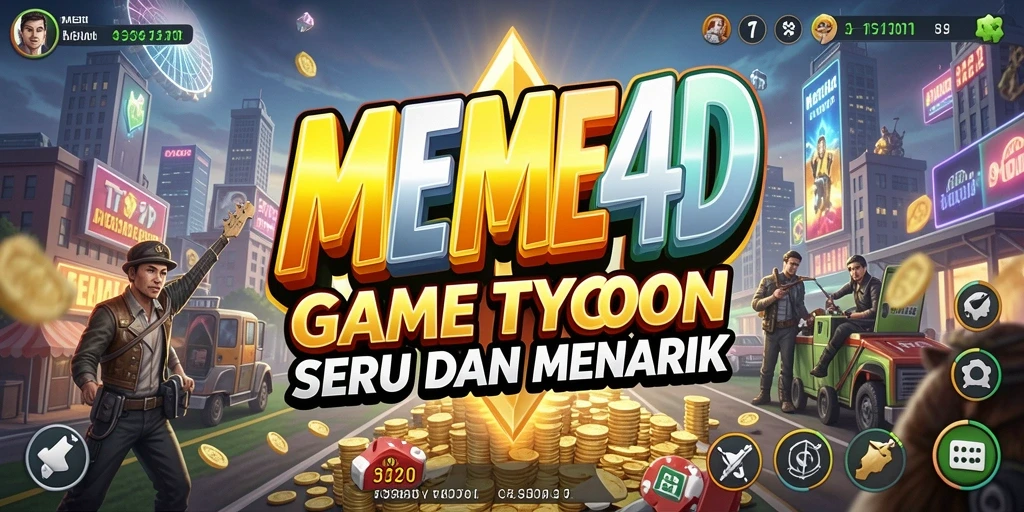 Screenshot gameplay MEME4D yang menunjukkan suasana bisnis yang dinamis.