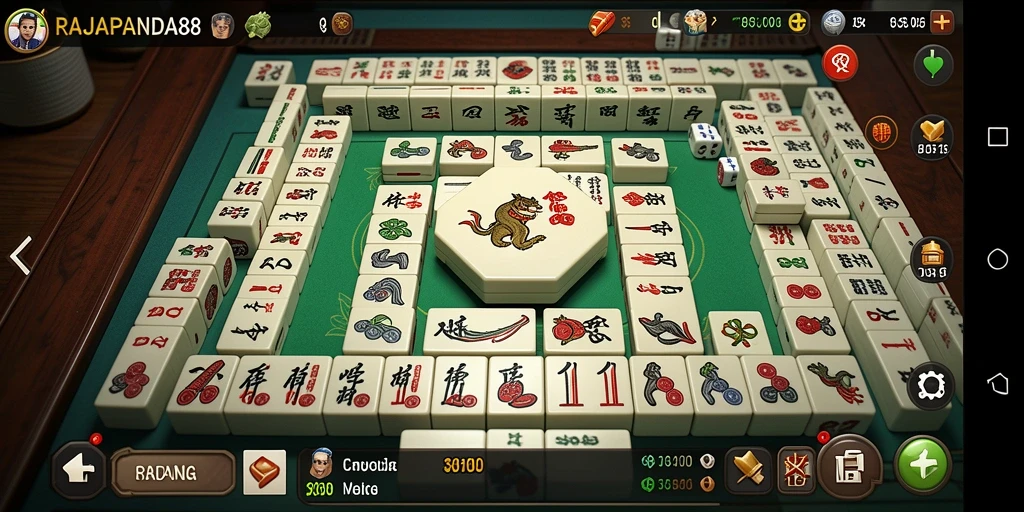 Tampilan gameplay RAJAPANDA88 dalam aksi permainan Mahjong.