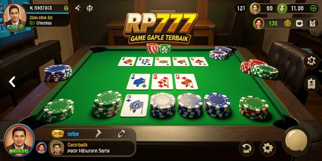 Tangkapan layar RP777 menunjukkan gameplay Gaple yang menarik dan seru.